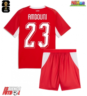 Suiza Zeki Amdouni #23 Primera Equipación Niños Mundial 2026 Manga Corta (+ Pantalones cortos)
